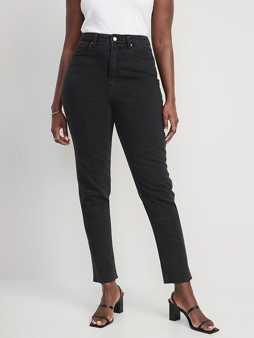 Image number 5 showing, Higher High-Waisted O.G. Straight Cut-Off Black Ankle Jeans for Women
