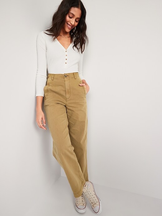 Image number 3 showing, Extra High-Waisted Wide-Leg Workwear Pants for Women
