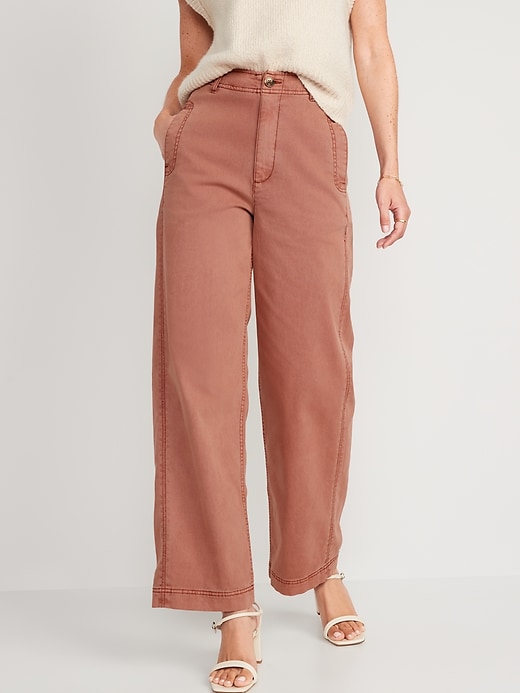 Image number 1 showing, Extra High-Waisted Wide-Leg Workwear Pants