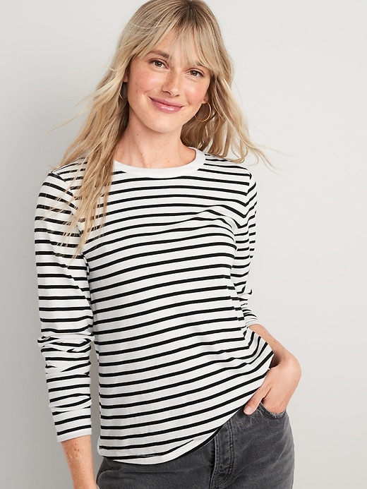 Image number 1 showing, Long-Sleeve EveryWear Striped T-Shirt for Women