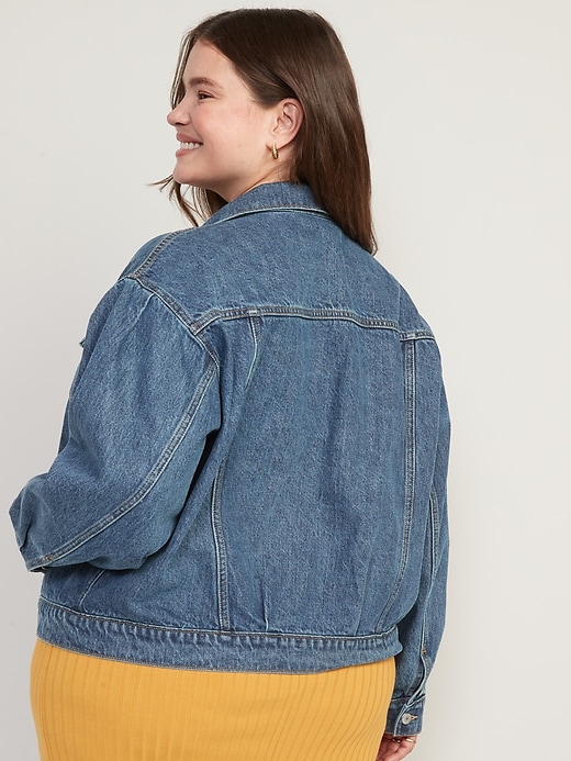 Image number 8 showing, Tapered Puff-Sleeve Non-Stretch Jean Jacket for Women