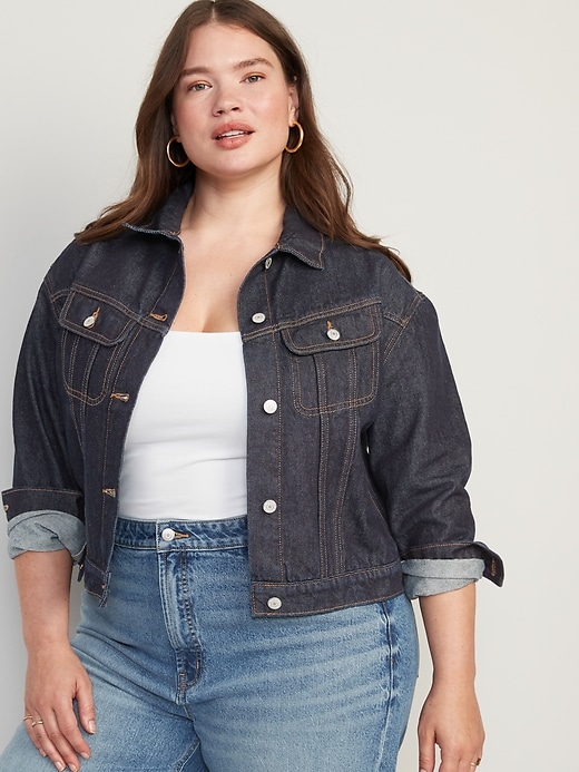 Image number 7 showing, Cropped Non-Stretch Jean Jacket for Women