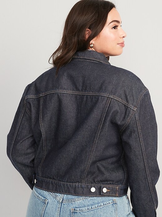 Image number 6 showing, Cropped Non-Stretch Jean Jacket for Women