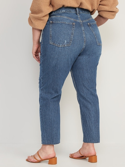 Image number 8 showing, Extra High-Waisted Button-Fly Sky-Hi Straight Cut-Off Non-Stretch Jeans for Women