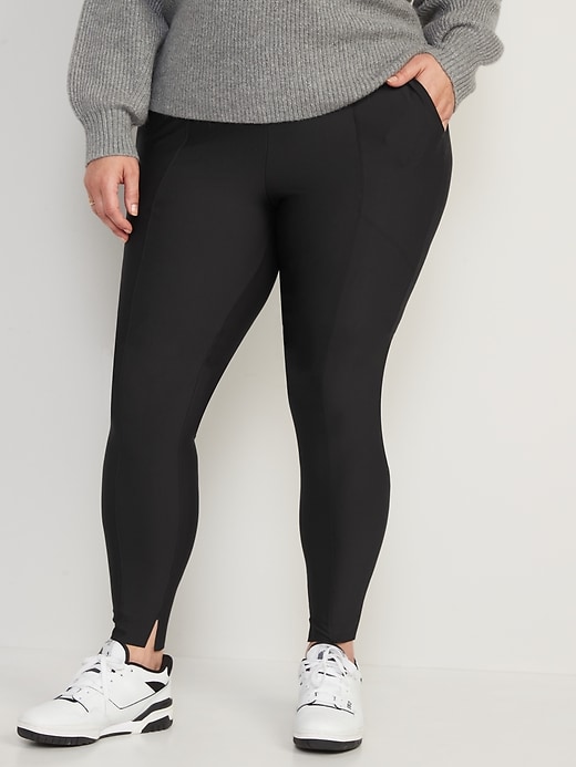 Image number 7 showing, High-Waisted PowerSoft Pintucked Side-Slit 7/8 Leggings
