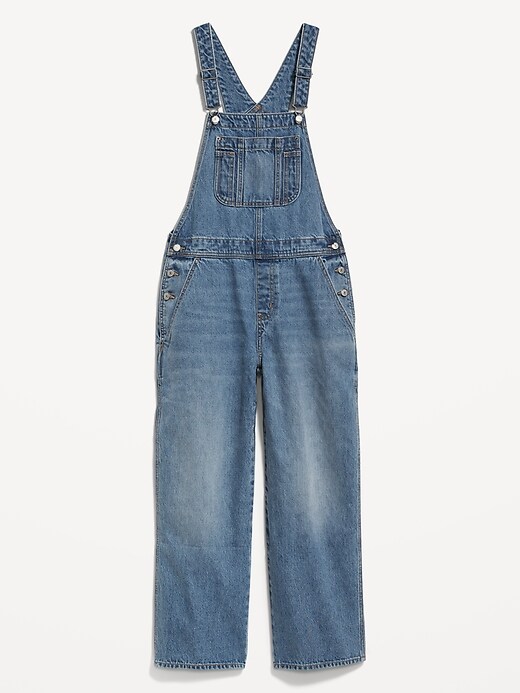 Image number 4 showing, Baggy Wide-Leg Non-Stretch Jean Overalls for Women