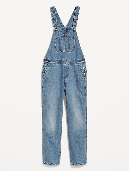 Image number 4 showing, Slouchy Straight Non-Stretch Jean Overalls for Women