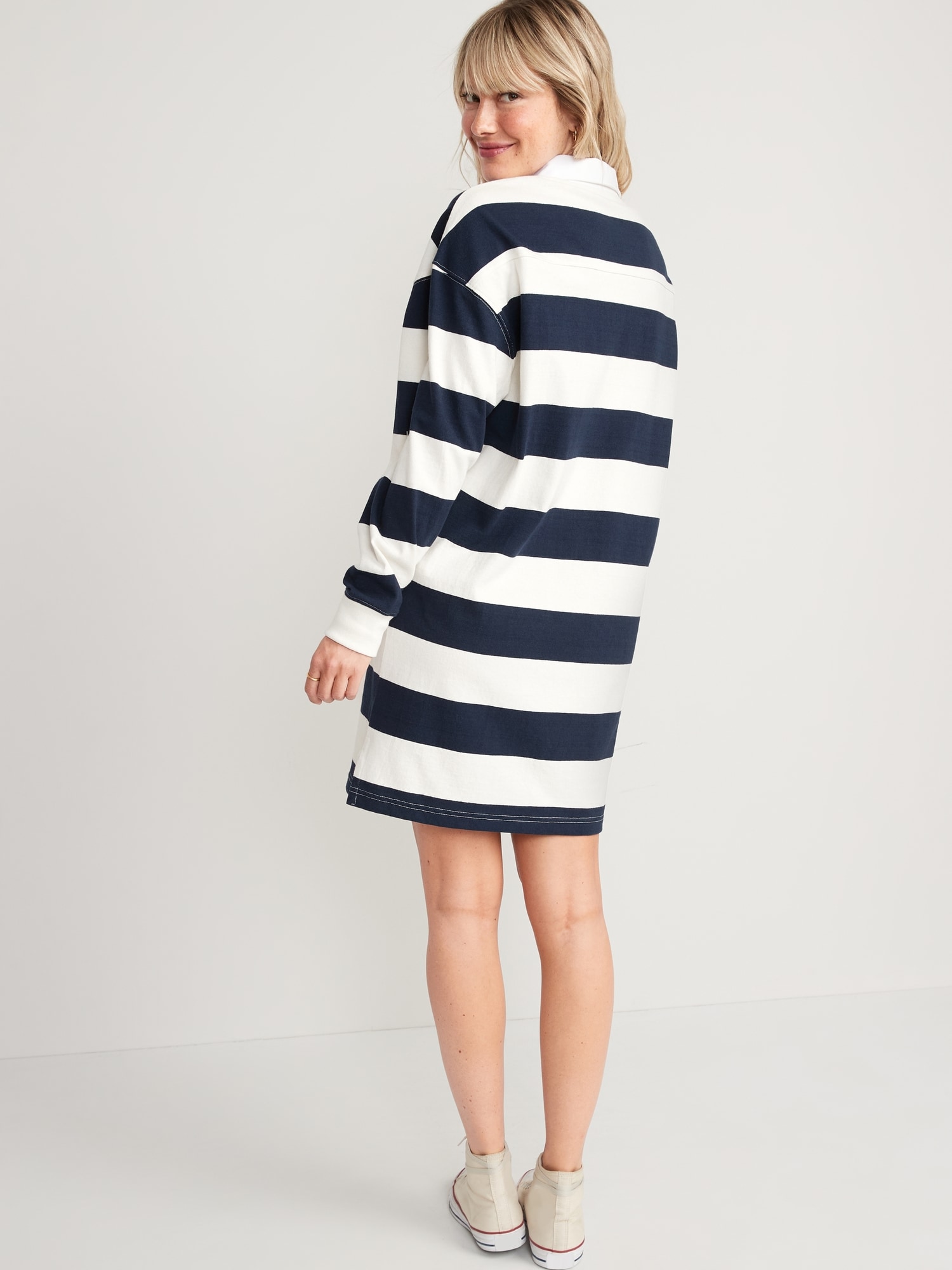 Long-Sleeve Mini Sheath Polo Dress