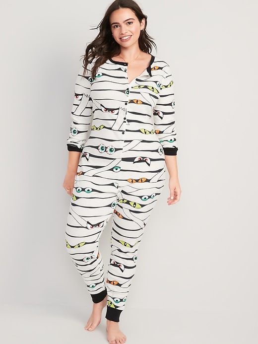 Image number 4 showing, Matching Printed One-Piece Pajamas