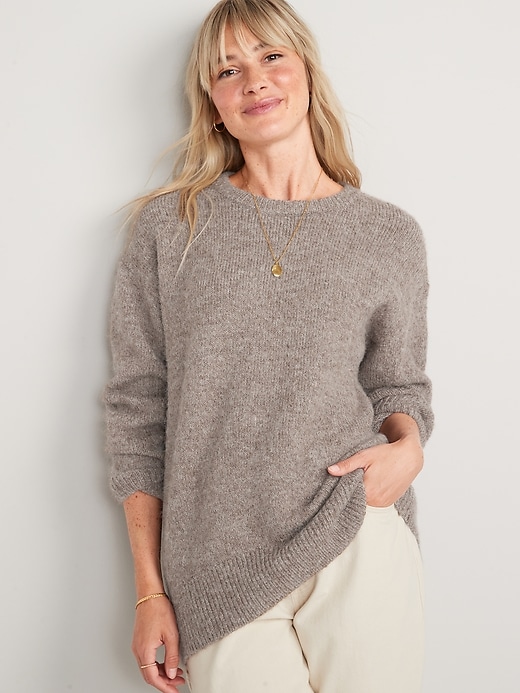 Image number 1 showing, Cozy Plush-Yarn Cocoon Tunic Sweater