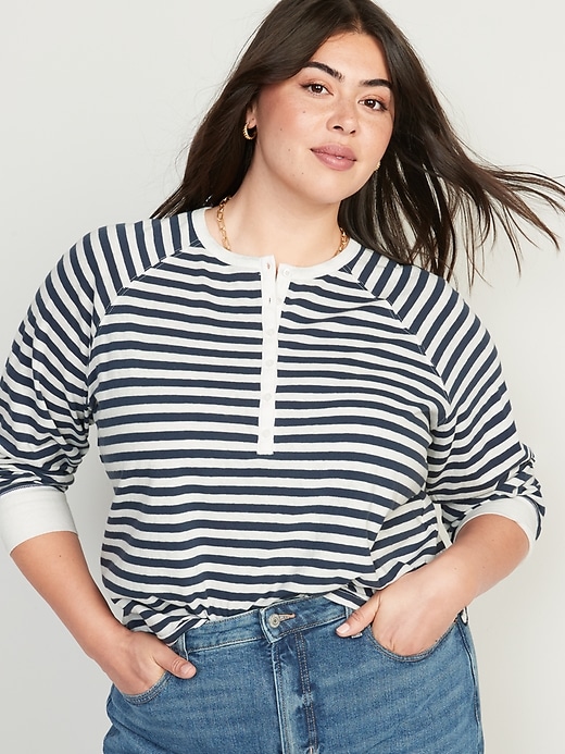 Image number 7 showing, Long-Sleeve Striped Henley T-Shirt