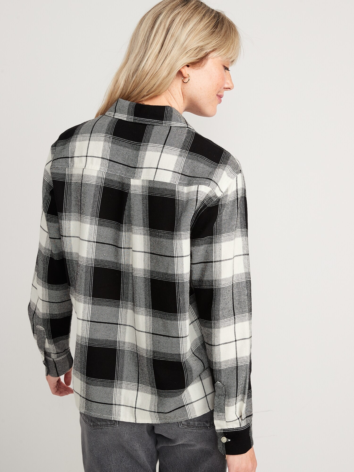 Cropped Plaid Flannel Boyfriend Shirt Old Navy