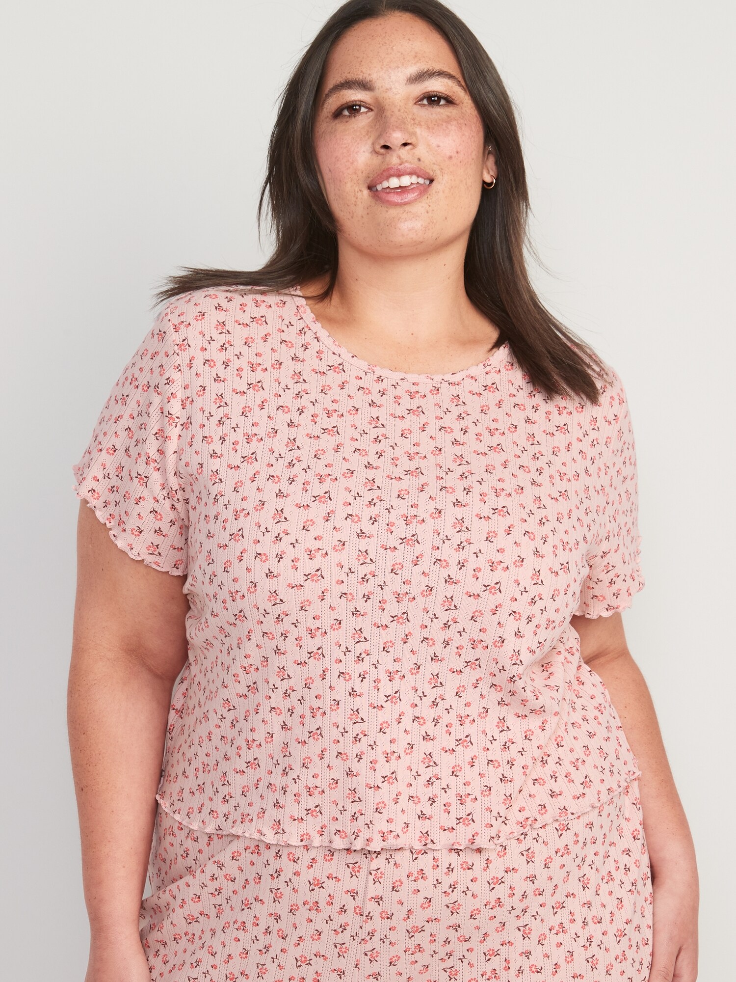 PointelleKnit LettuceHem Lounge TShirt for Women Old Navy