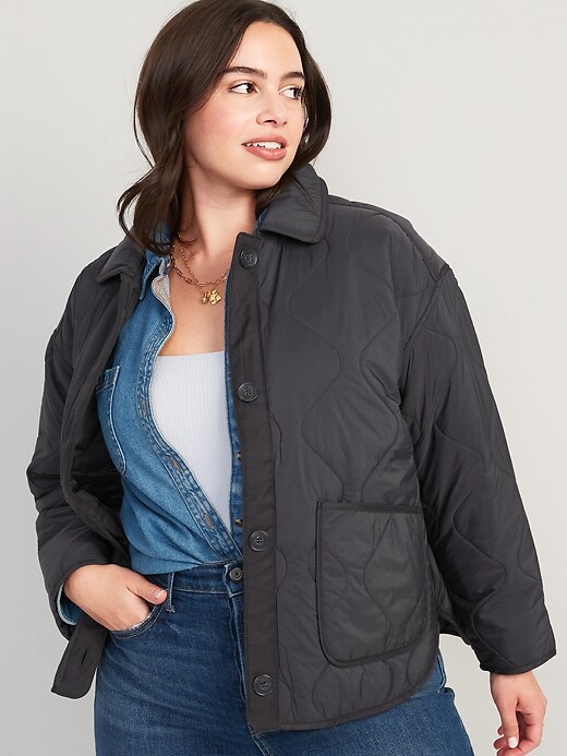 Image number 4 showing, Oversized Quilted Utility Jacket for Women