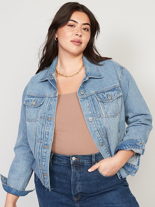 Image number 7 showing, Cut-Off Classic Non-Stretch Jean Jacket for Women
