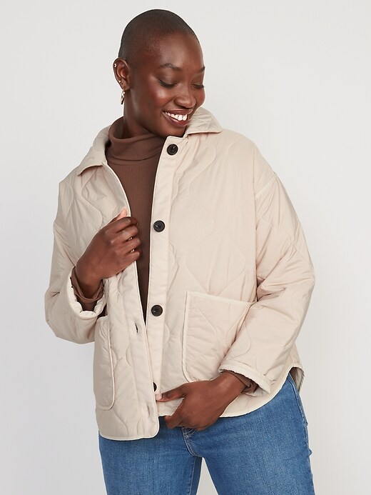Image number 5 showing, Oversized Quilted Utility Jacket for Women