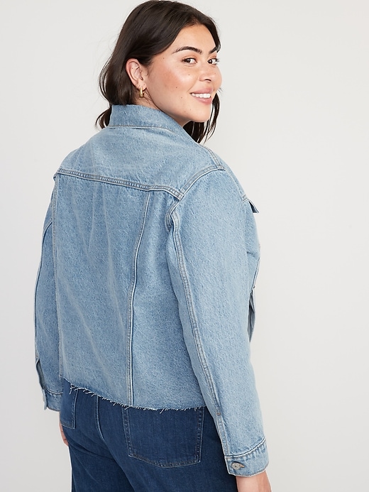 Image number 8 showing, Cut-Off Classic Non-Stretch Jean Jacket for Women