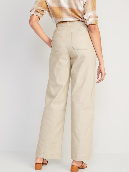 Image number 2 showing, High-Waisted Canvas Wide-Leg Workwear Pants