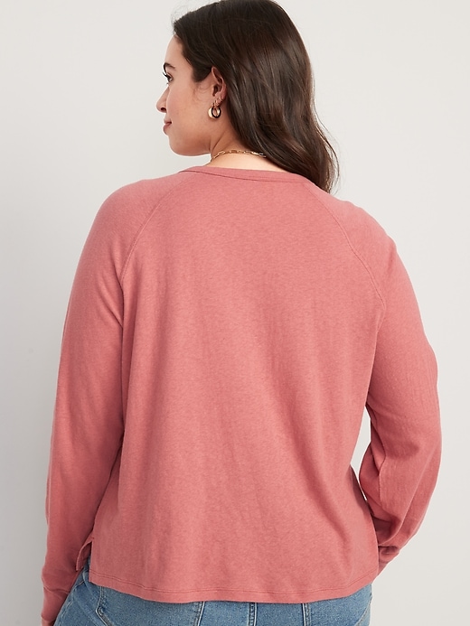 Image number 6 showing, Long-Sleeve Loose Slub-Knit Henley T-Shirt
