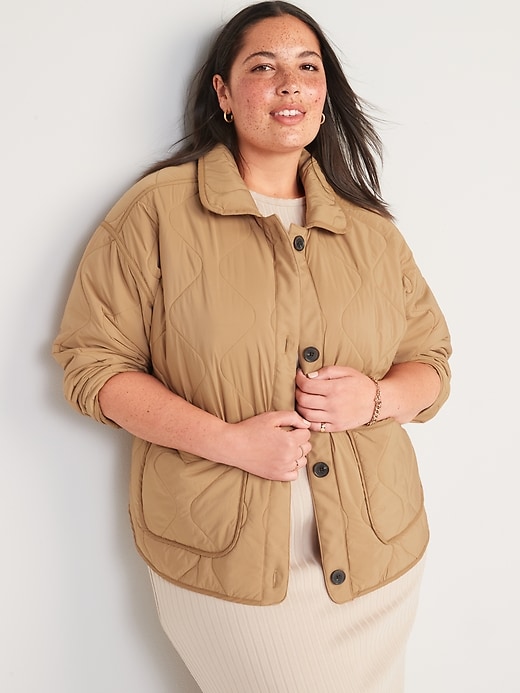 Image number 7 showing, Oversized Quilted Utility Jacket for Women