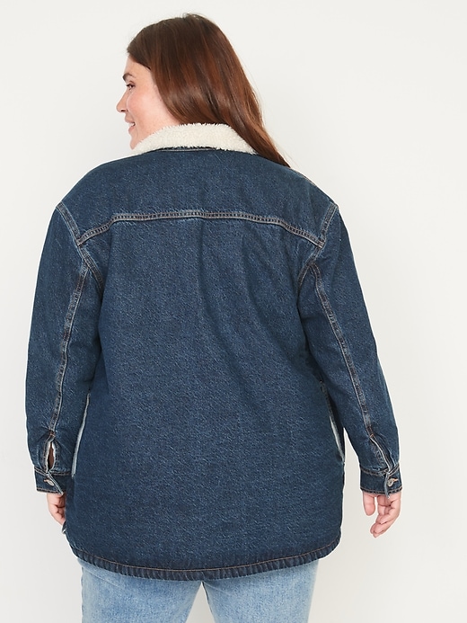 Image number 8 showing, Sherpa-Lined Non-Stretch Jean Utility Shacket for Women