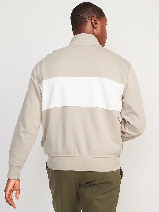 Image number 2 showing, Oversized Quarter-Zip Mock-Neck Color-Block Sweatshirt for Men
