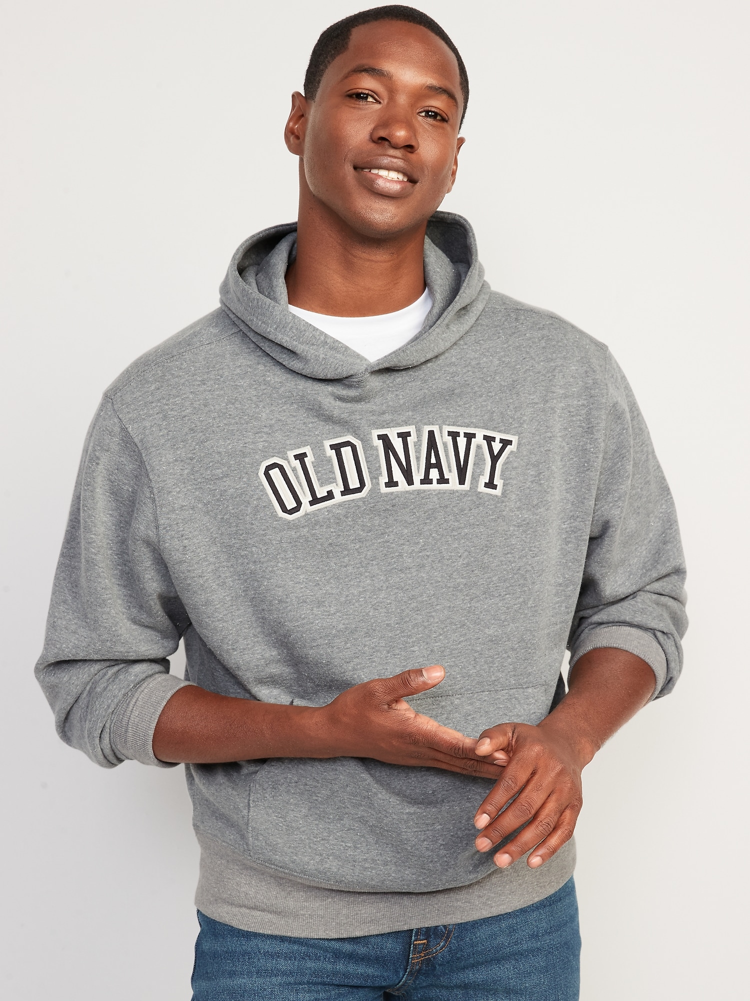 Old Navy Logo-Graphic Pullover Hoodie for Men gray. 1