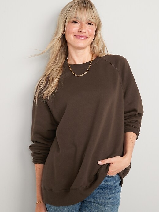 Image number 1 showing, Oversized French Terry Tunic Sweatshirt for Women