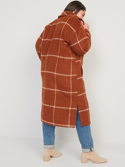 Image number 8 showing, Relaxed Plaid Soft-Brushed Overcoat for Women