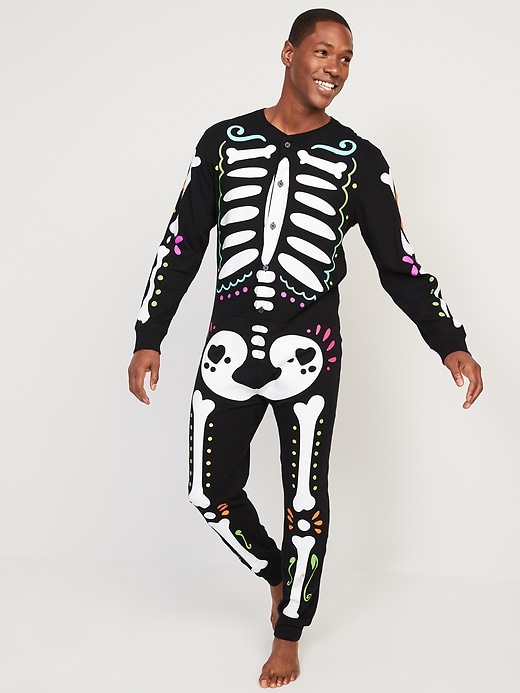 Image number 1 showing, Matching Halloween One-Piece Pajamas for Men