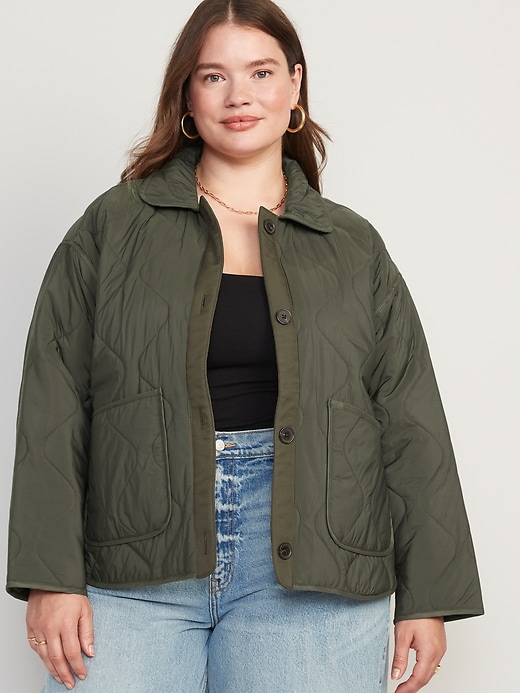 Image number 7 showing, Oversized Quilted Utility Jacket for Women