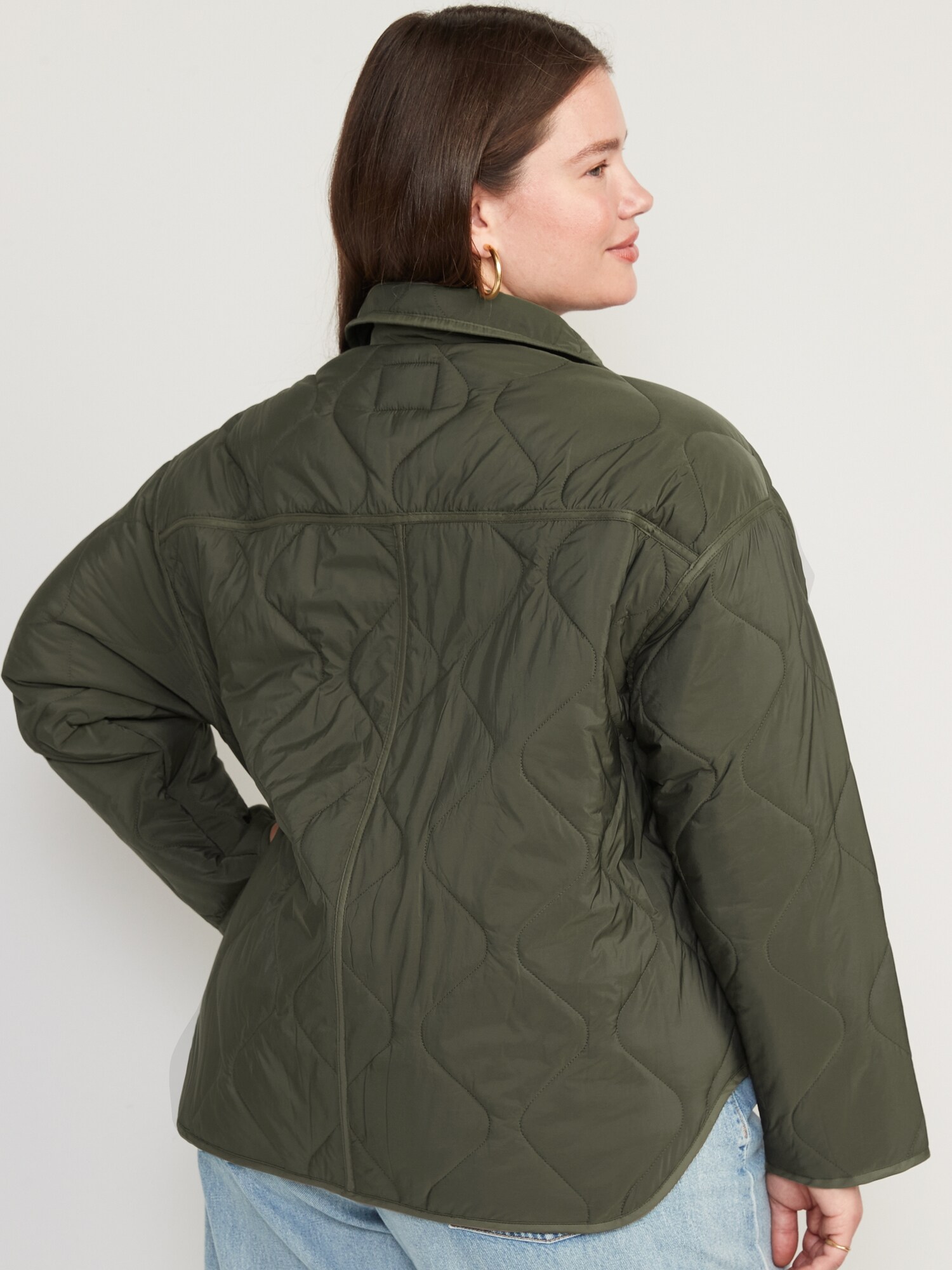 Oversized Quilted Utility Jacket for Women Old Navy