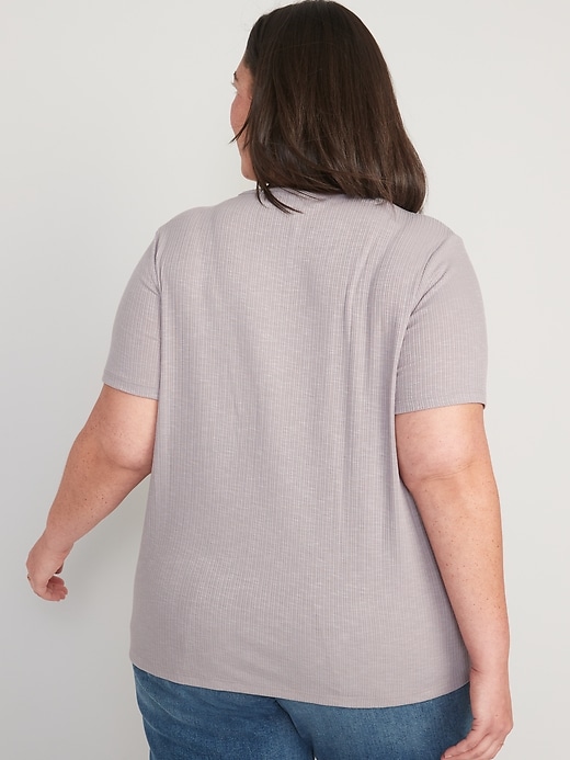 Image number 8 showing, Short-Sleeve Luxe Crew-Neck Rib-Knit T-Shirt