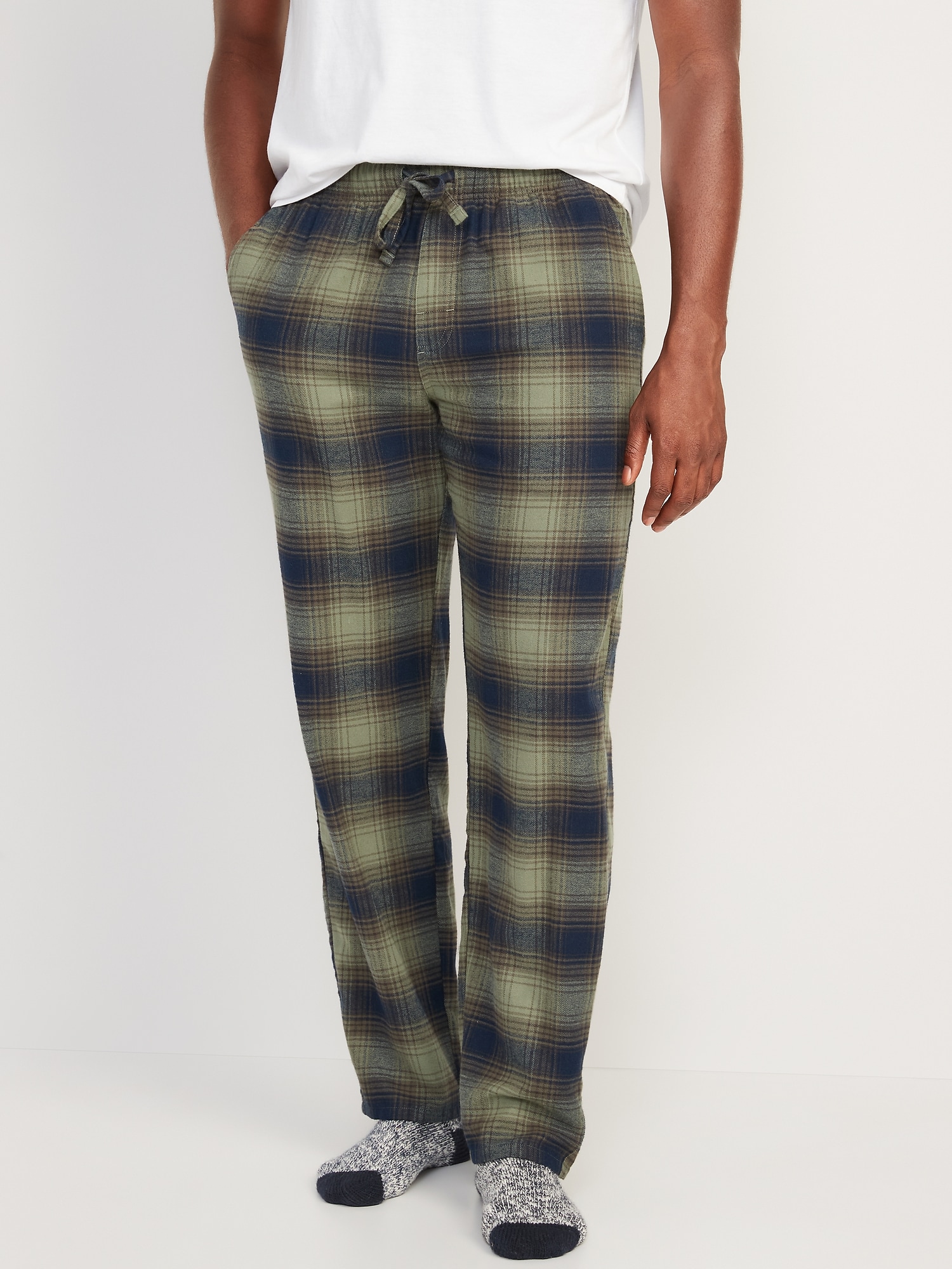 Old Navy Mens Pajama Pants Blue Green Plaid Check Flannel Size Small NWT