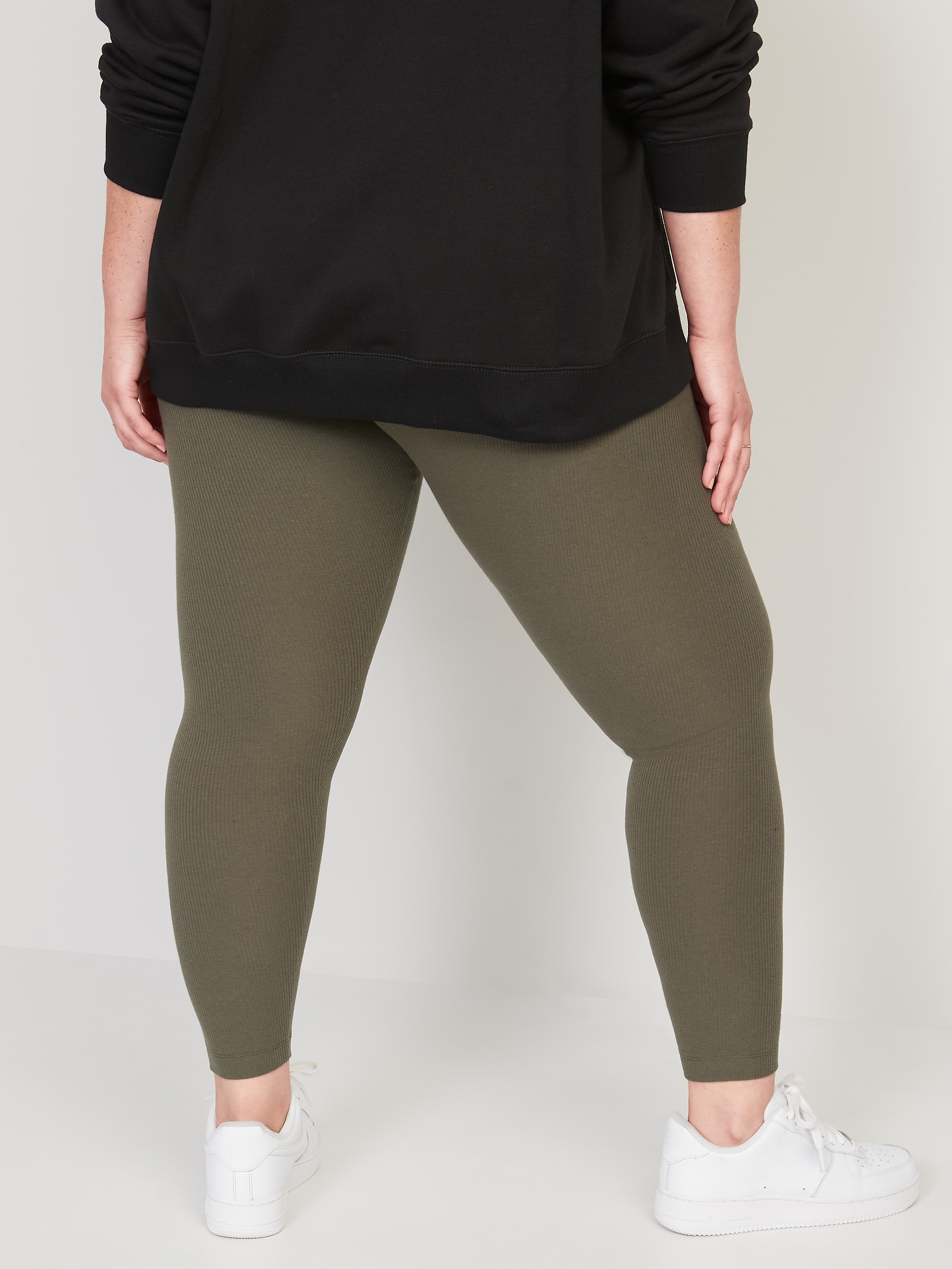 Buy U R YOU Green Plus Size Solid Ankle Length Cotton Lycra Women's Leggings  | Shoppers Stop