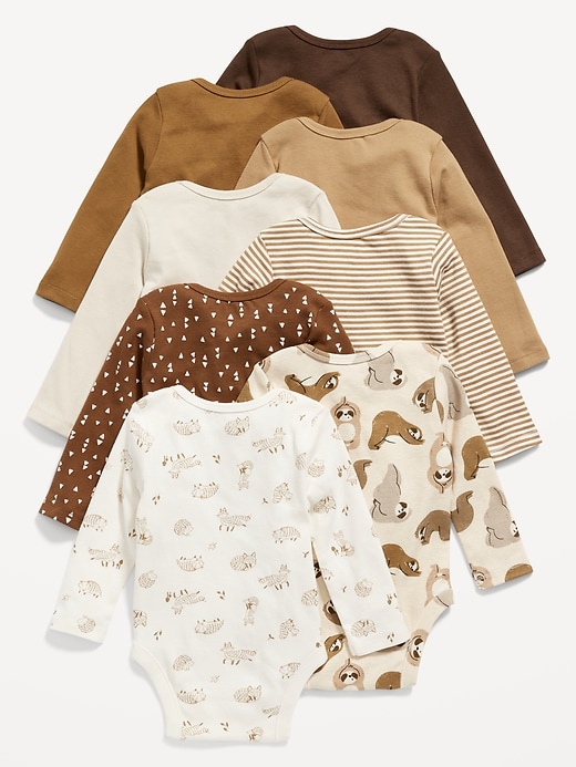 View large product image 2 of 2. Unisex Long-Sleeve Bodysuit 8-Pack for Baby