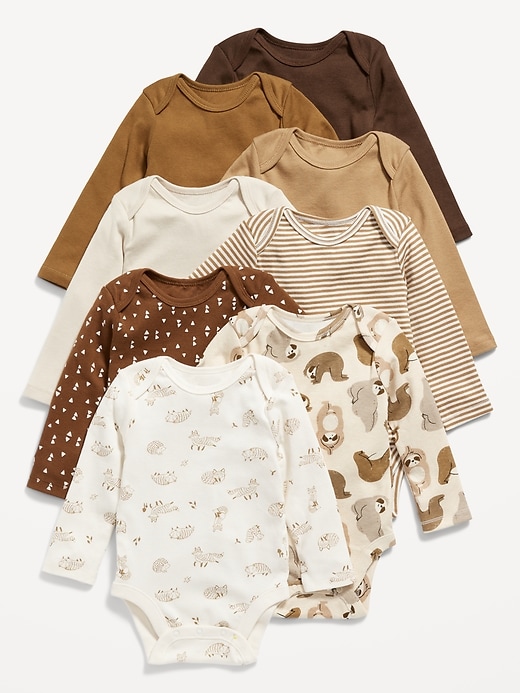 View large product image 1 of 2. Unisex Long-Sleeve Bodysuit 8-Pack for Baby