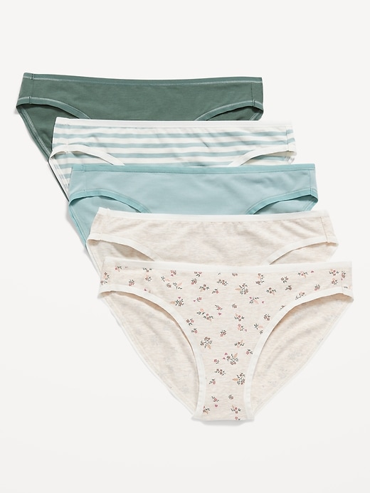 Old Navy Mid-Rise Supima® Cotton-Blend Bikini Underwear 5-Pack for Women. 1