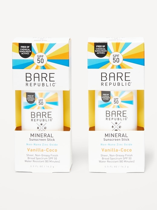 Old Navy Bare Republic®Mineral SPF 50 Sport Sunscreen Stick 2-Pack. 1