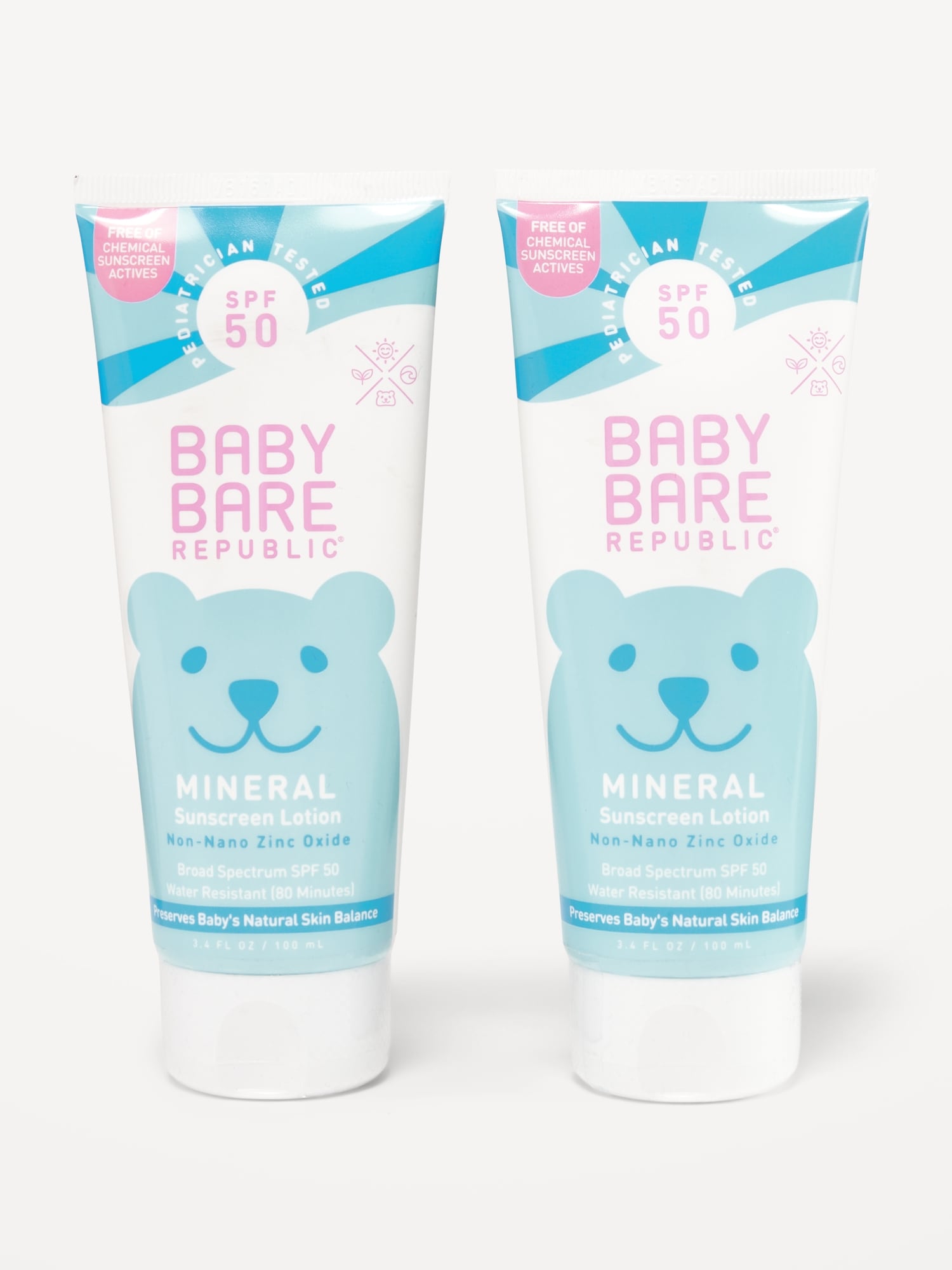 Old Navy Bare Republic® SPF 50 Baby Sunscreen Face & Body Lotion 2-Pack clear. 1