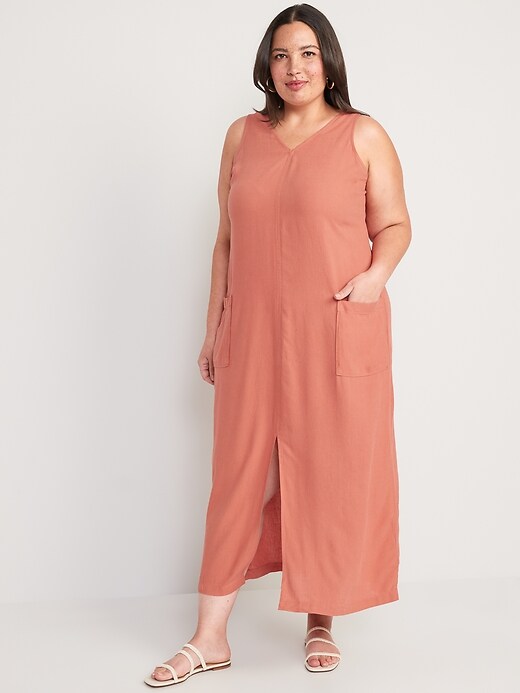 Image number 7 showing, Sleeveless Split-Front Maxi Shift Dress for Women