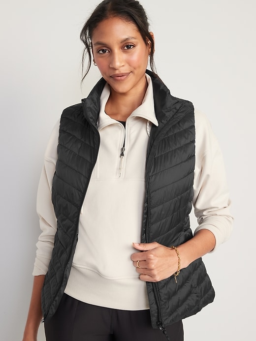 Image number 1 showing, Water-Resistant Narrow-Channel Puffer Vest for Women