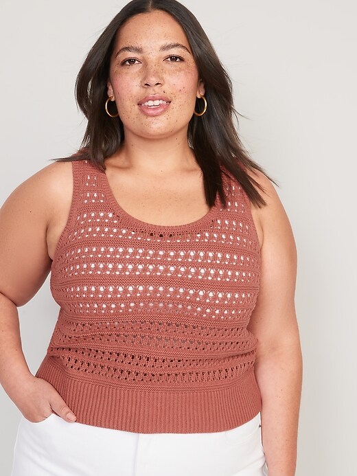Image number 7 showing, Cropped Open-Knit Sweater Tank Top