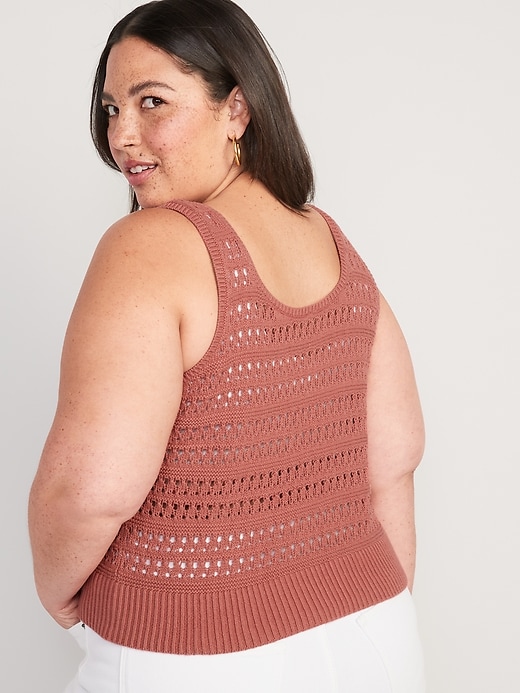 Image number 8 showing, Cropped Open-Knit Sweater Tank Top for Women