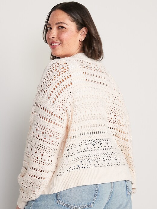 Image number 6 showing, Cropped Open-Knit Cardigan for Women