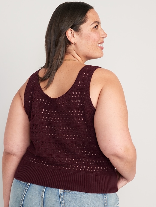 Image number 4 showing, Cropped Open-Knit Sweater Tank Top