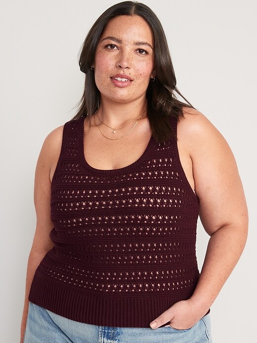 Image number 3 showing, Cropped Open-Knit Sweater Tank Top