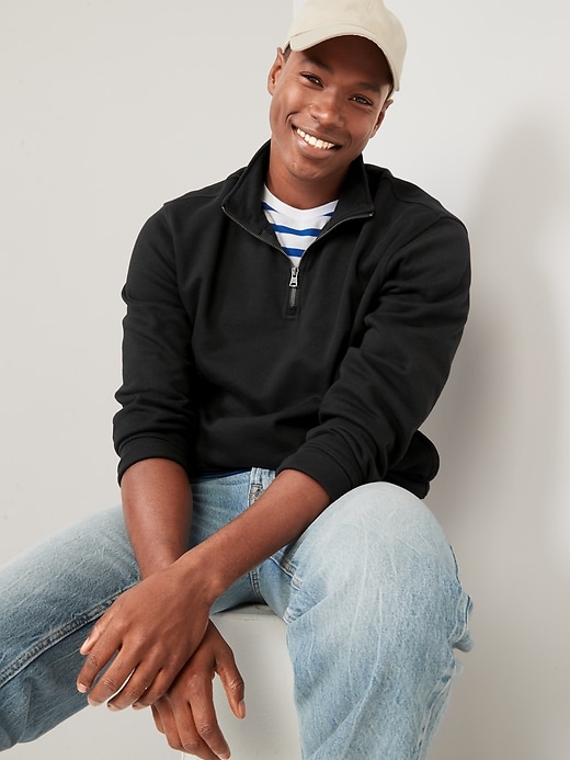 Oversized QuarterZip MockNeck Sweatshirt for Men Old Navy