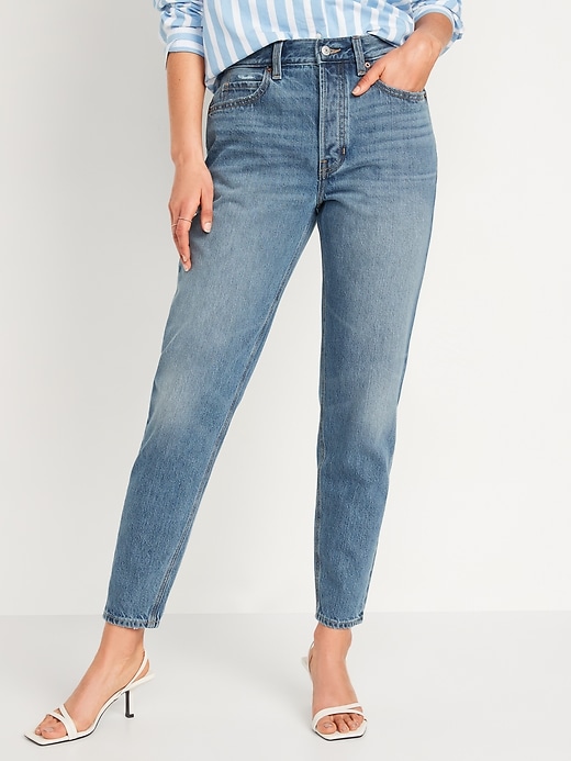 Image number 1 showing, High-Waisted Slouchy Taper Ankle Jeans