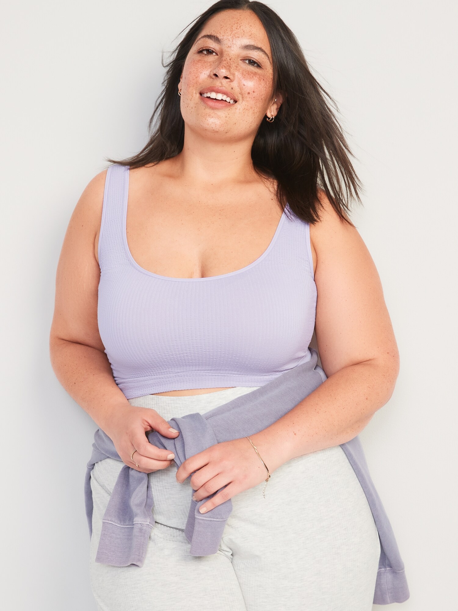 Old Navy Rib-Knit Seamless Cami Bra, We're Falling For Old Navy's Newest  Activewear — See Our Favourite Pieces This Month